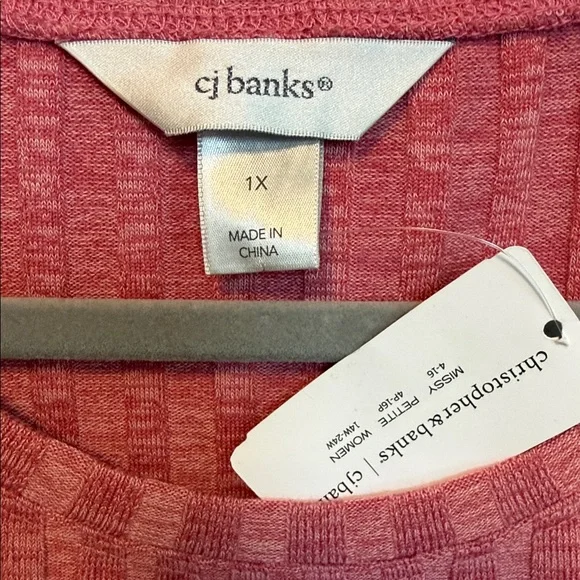 Plus Size CJ Banks 1X Sleeveless Tunic Knit Tank - Pink - Picture 2 of 7